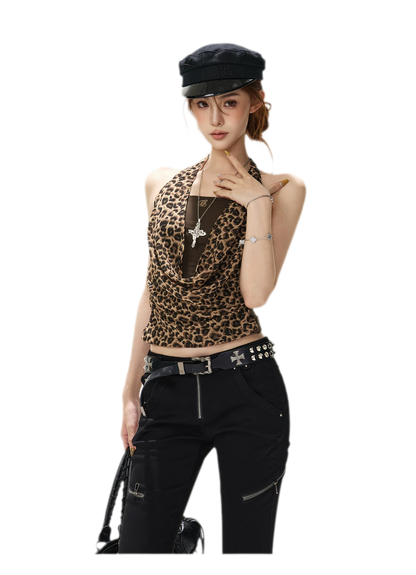 Leopard Sheer Halter Top