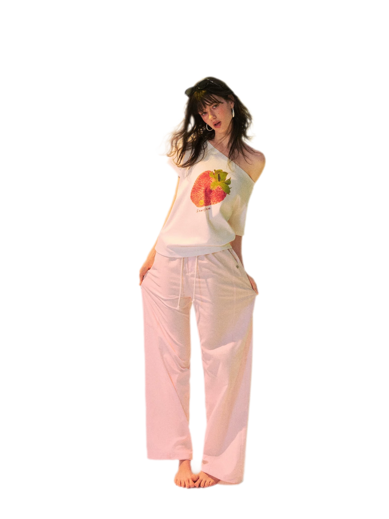 Dopamine Strawberry One-Shoulder Tee