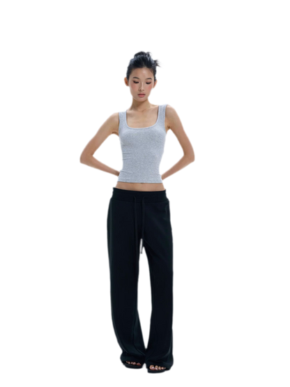 Wide-Leg Drawstring Sweatpants