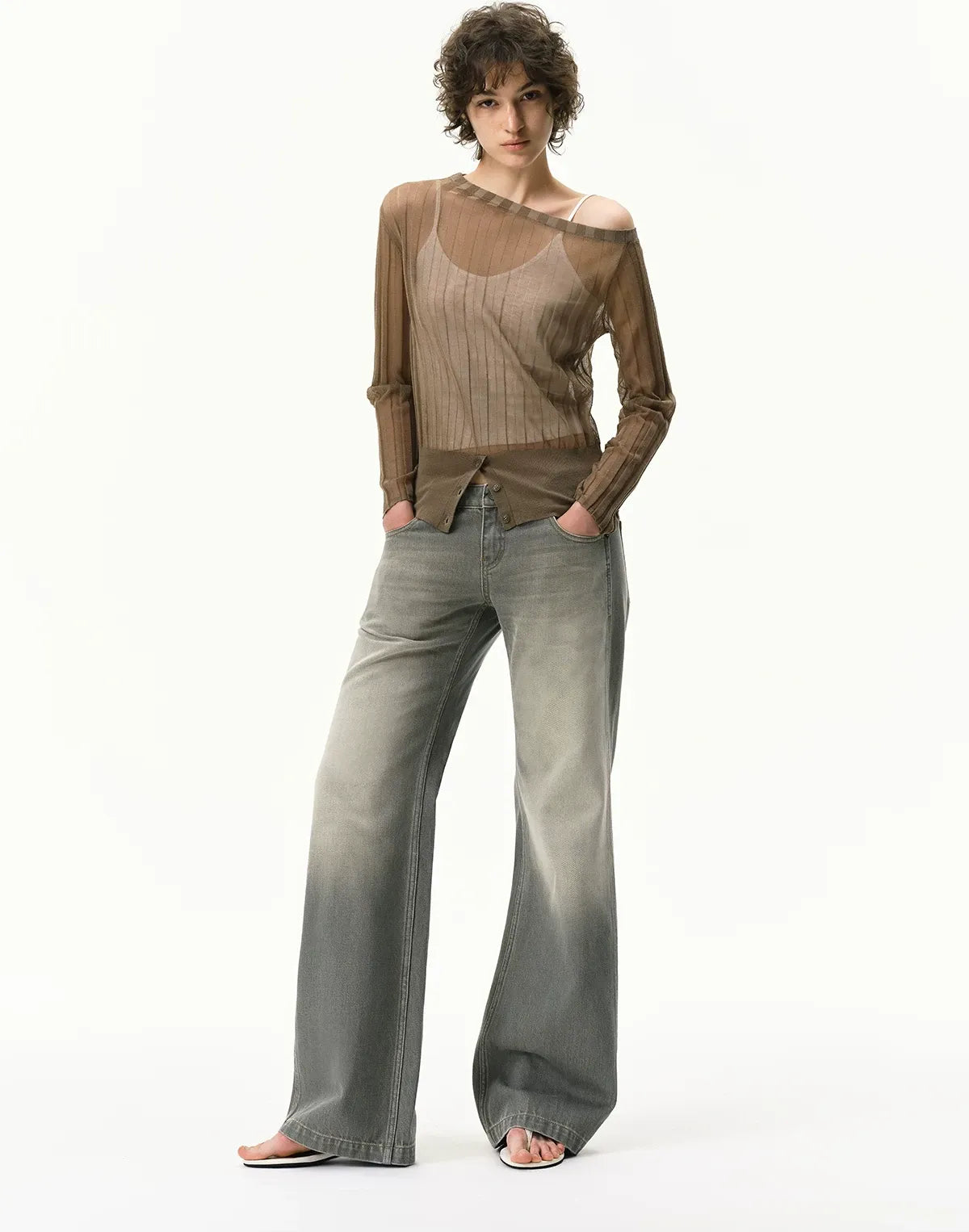 Distressed Gray Straight Jeans