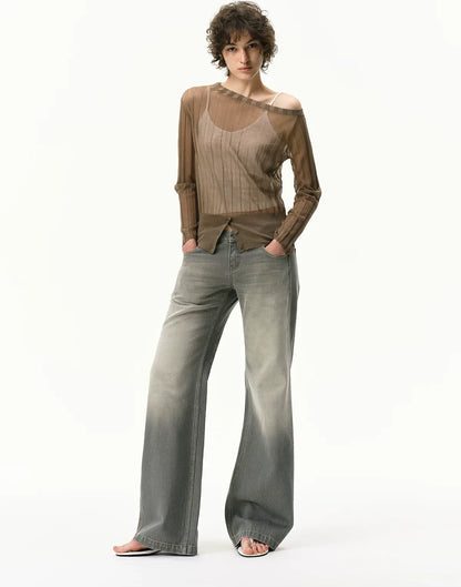 Distressed Gray Straight Jeans