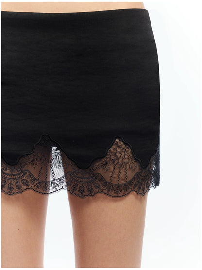 Lace Panel Embroidered Cut-Out Mini Skirt