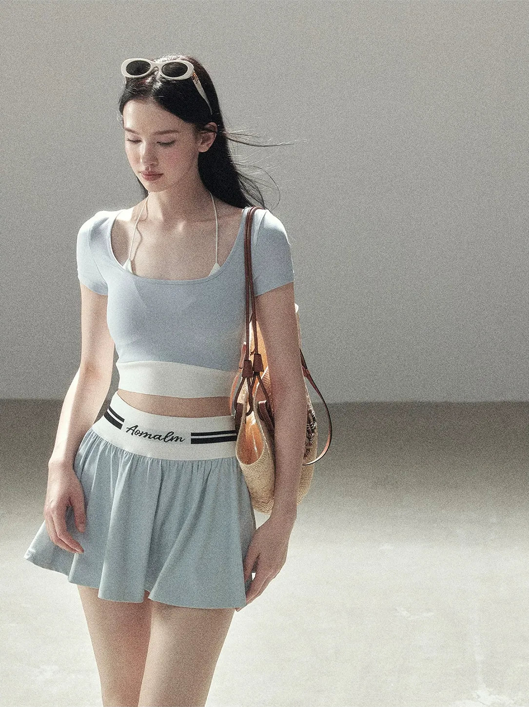 Contrast Layered Tennis Skort Set