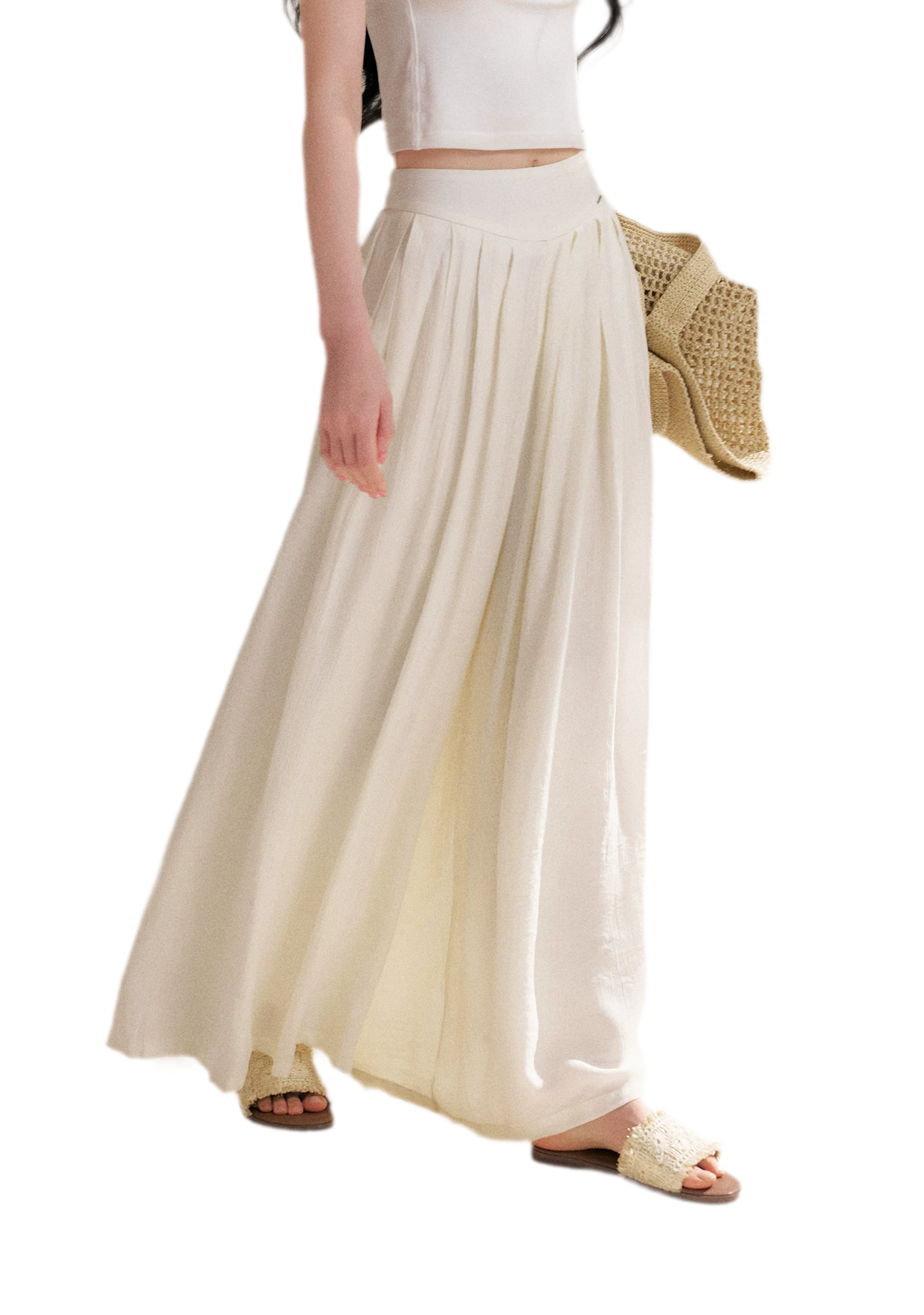Pleated Wide-Leg Pants