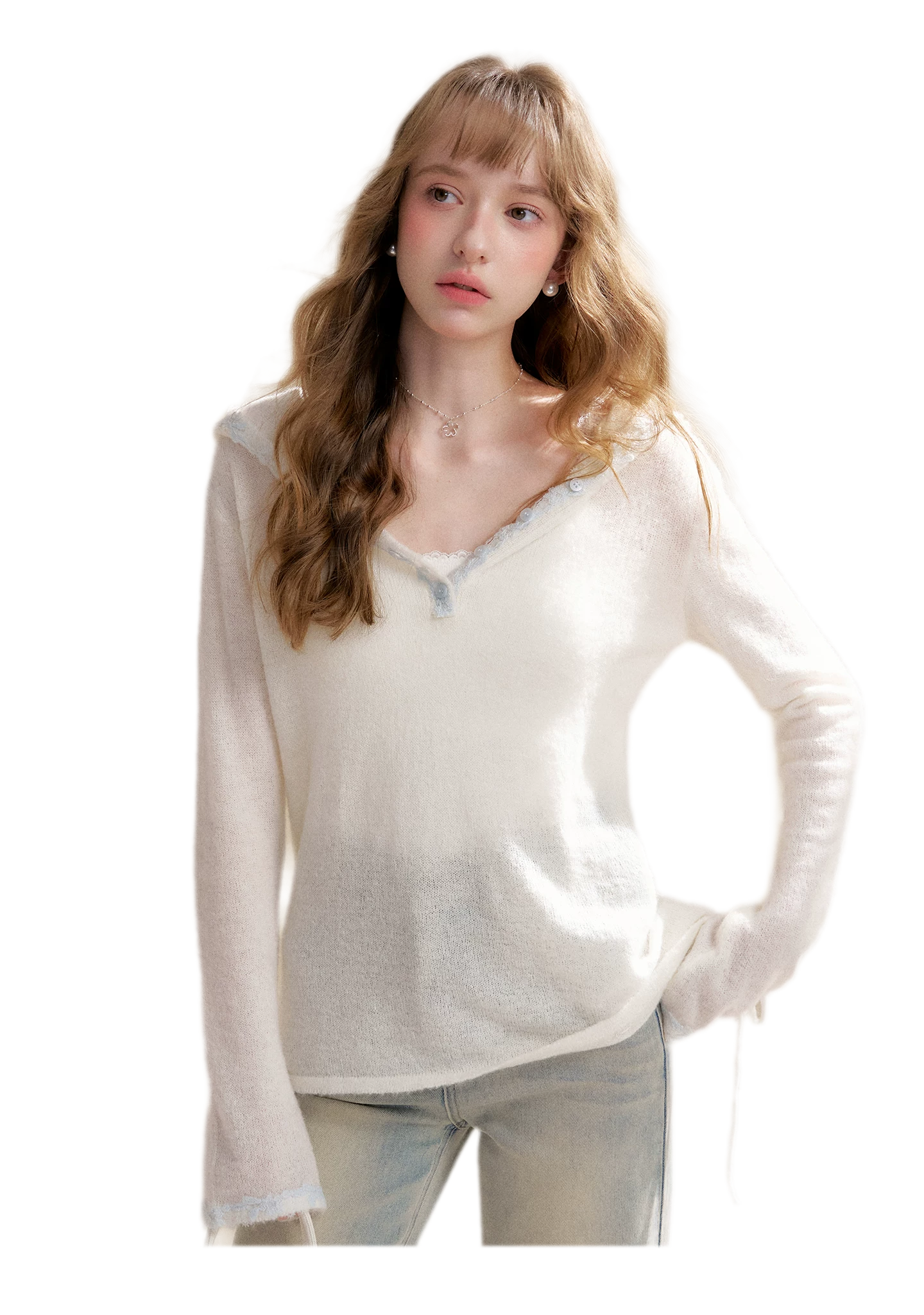 Lace Hood Knit Hoodie