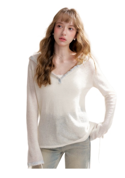 Lace Hood Knit Hoodie