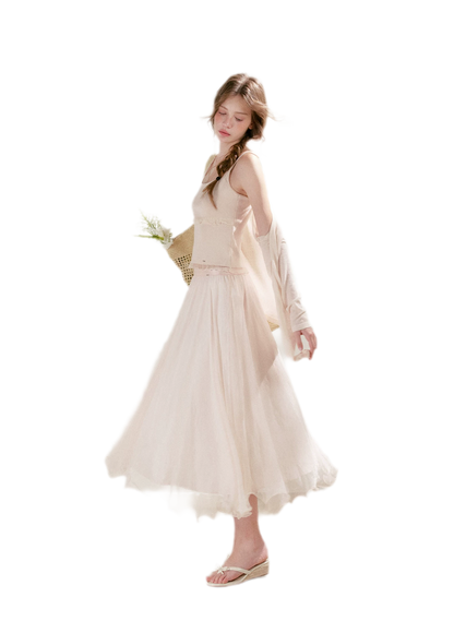 Sheer Lace Trim Knit Set