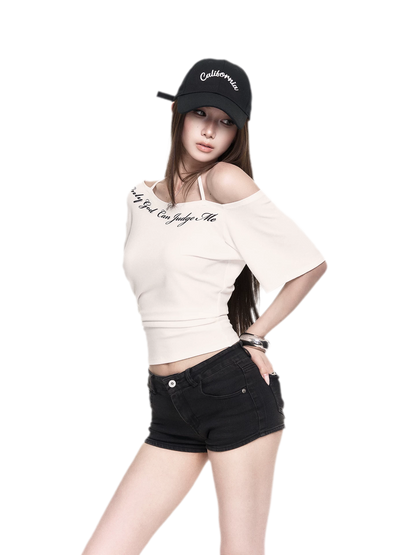 Asymmetric Halter Crop Tee