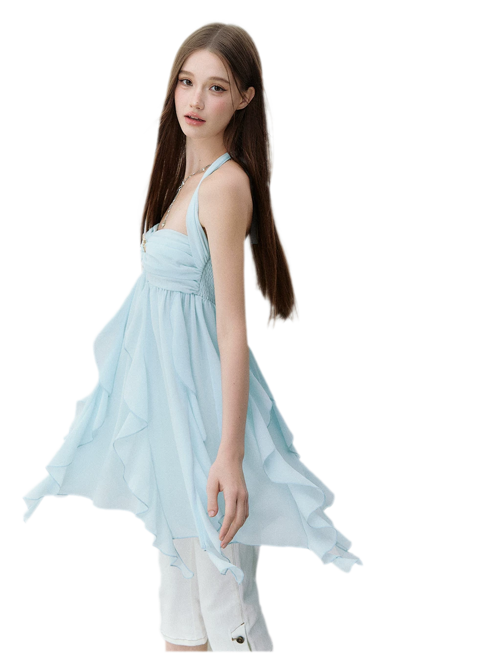 Starfish Ruffle Halter Dress