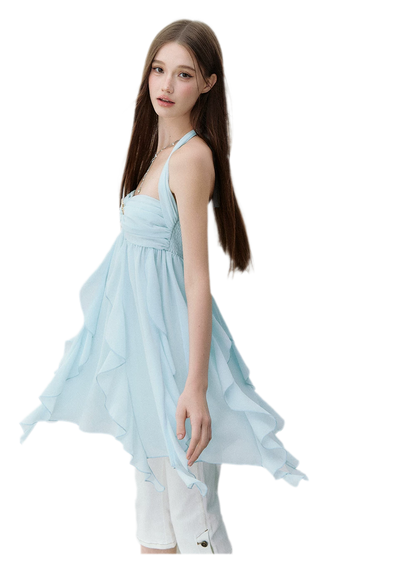 Starfish Ruffle Halter Dress