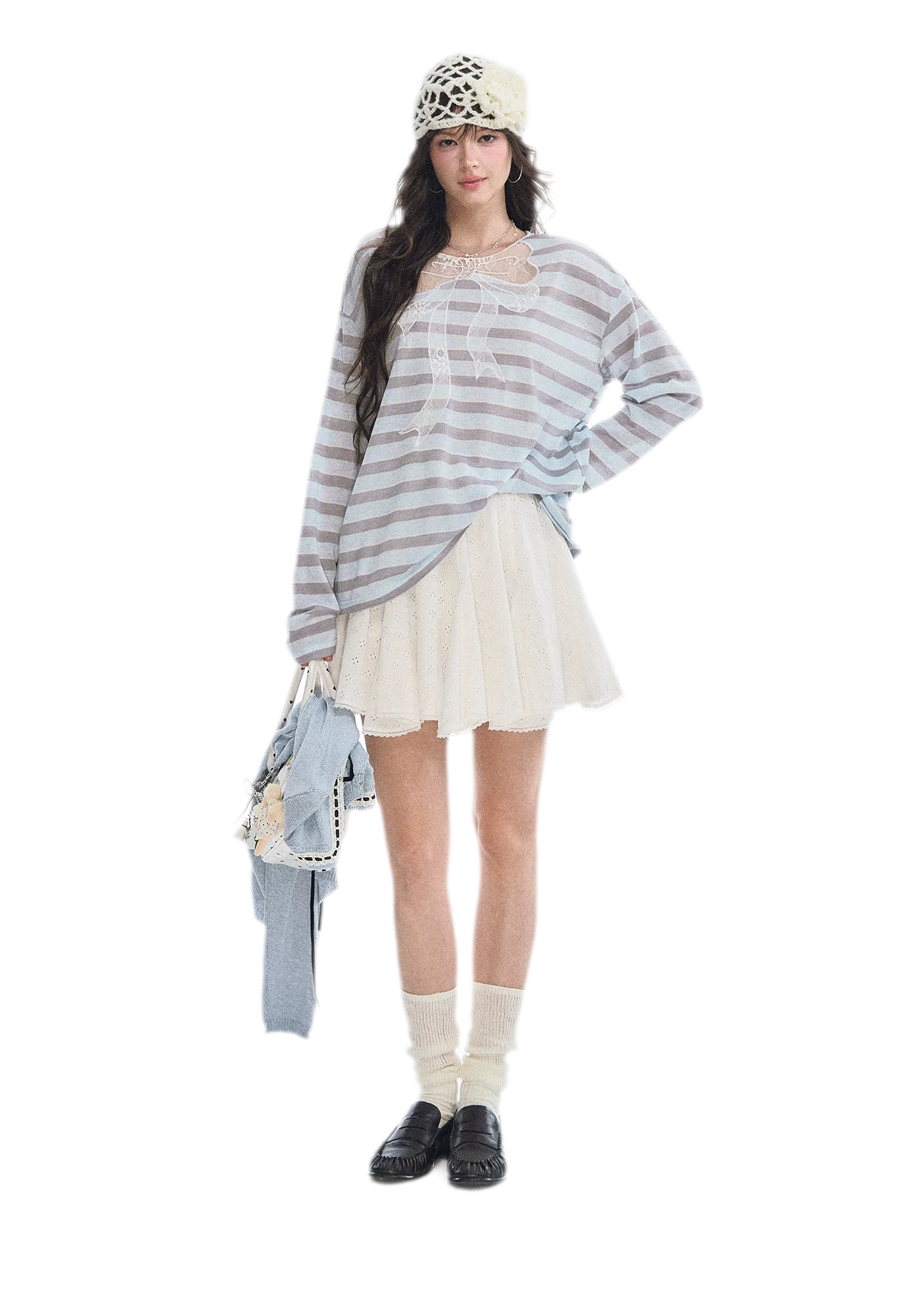 Eyelet Embroidered Lace Mini Skirt