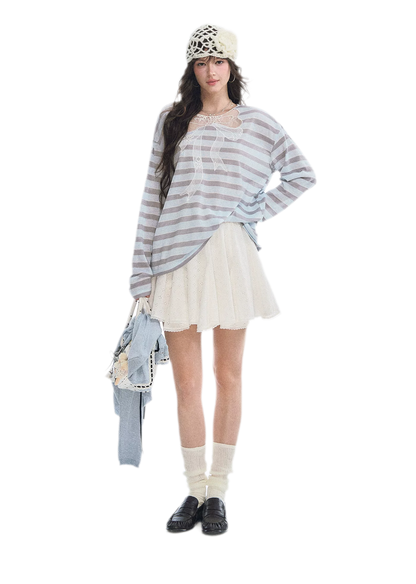 Eyelet Embroidered Lace Mini Skirt