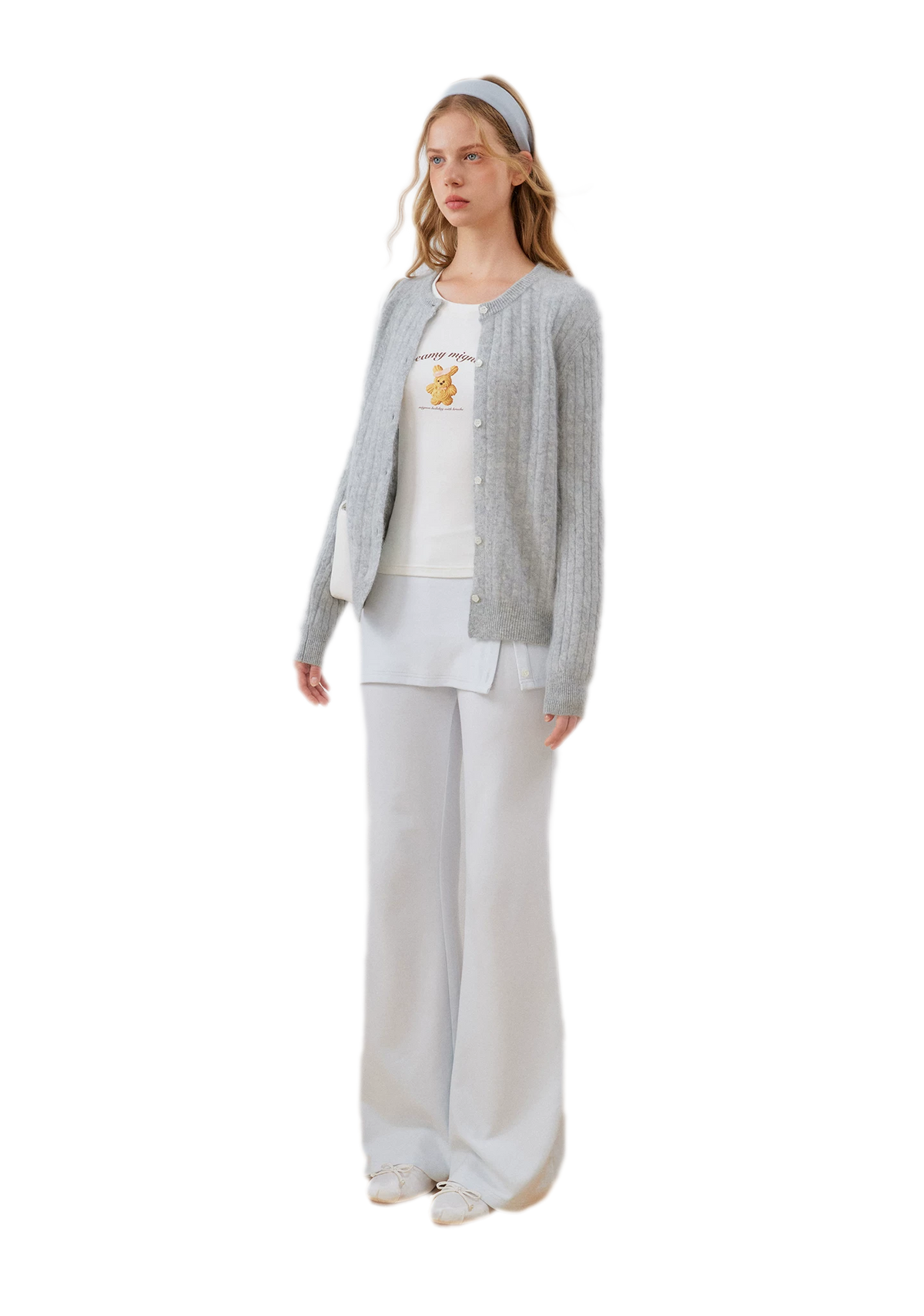 Organic Cotton Faux-Layer Flare Sweatpants