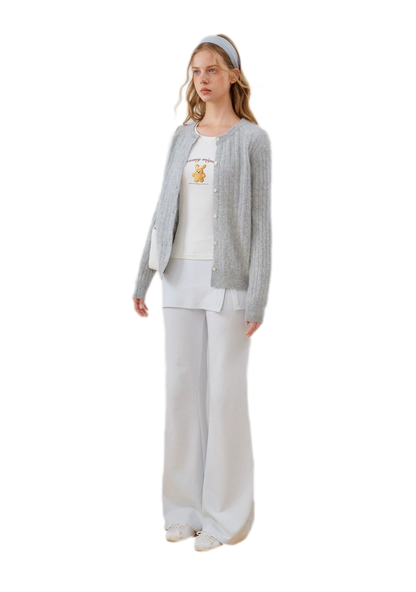 Organic Cotton Faux-Layer Flare Sweatpants