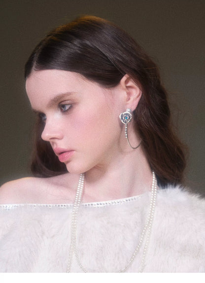 Crystal Floral Hoop Earrings