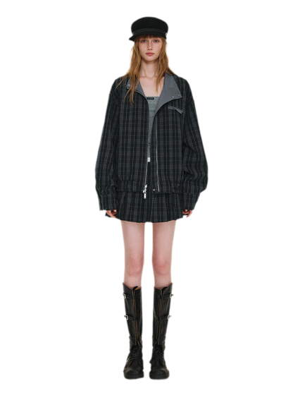 Reversible Plaid Boxy Jacket