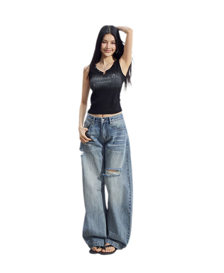 Rhinestone V-Neck Tank