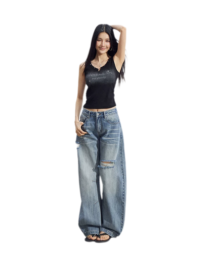 Rhinestone V-Neck Tank