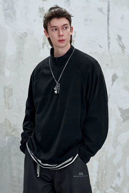 Vintage Oversized Half-Zip T-Shirt