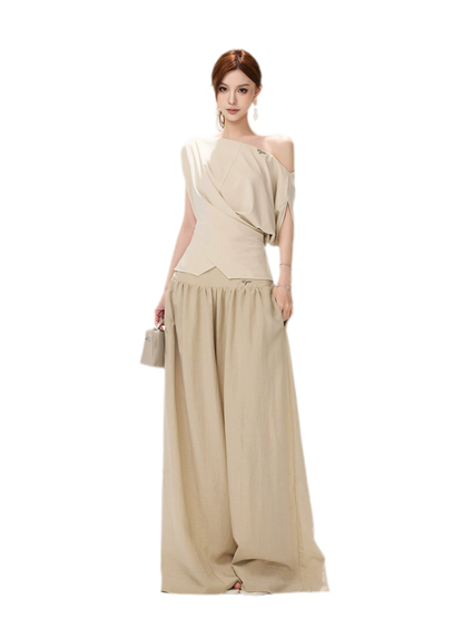Lyocell Asymmetric Wrap Knit Top