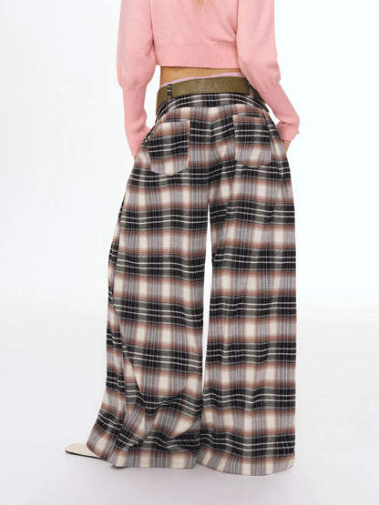 Checked Wide-Leg Pants