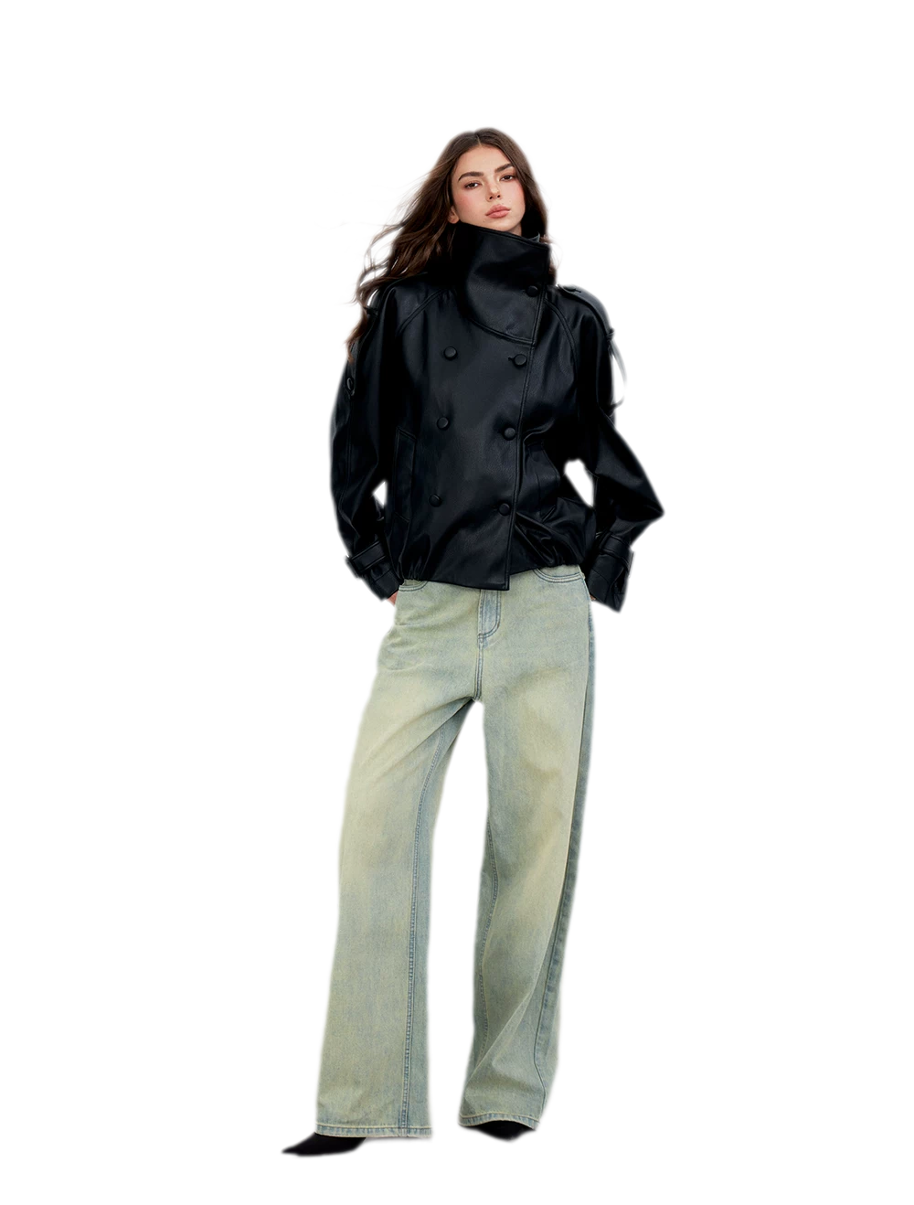 Matte Oversized Faux-Leather Jacket