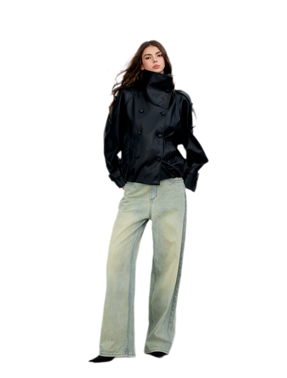 Matte Oversized Faux-Leather Jacket