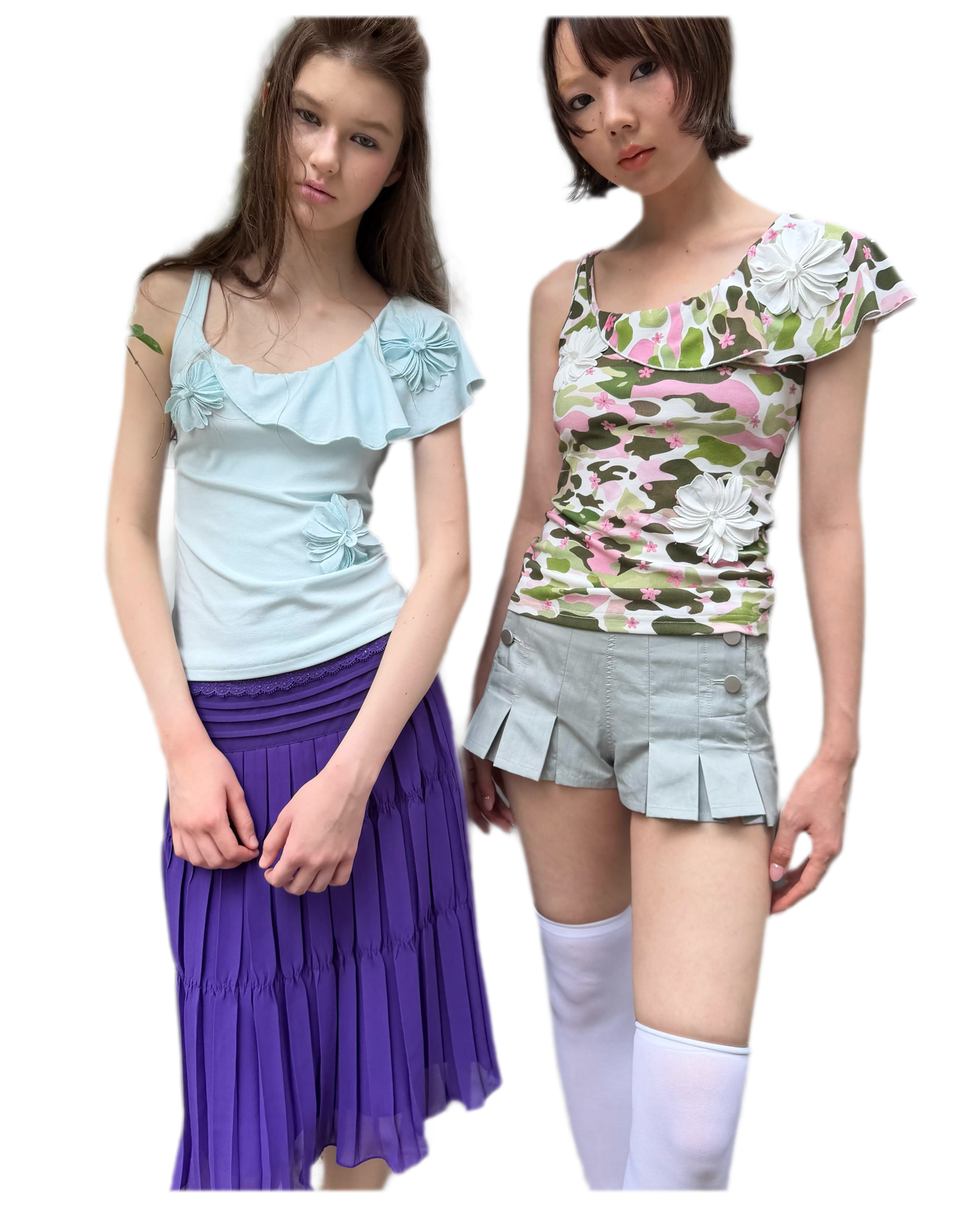 Dimensional Floral Asymmetric Tank Top
