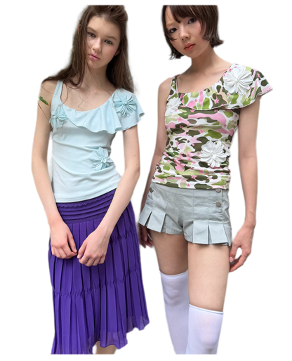 Dimensional Floral Asymmetric Tank Top
