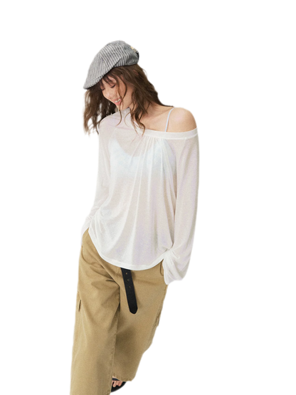 V-Neck Ruched Long Tee