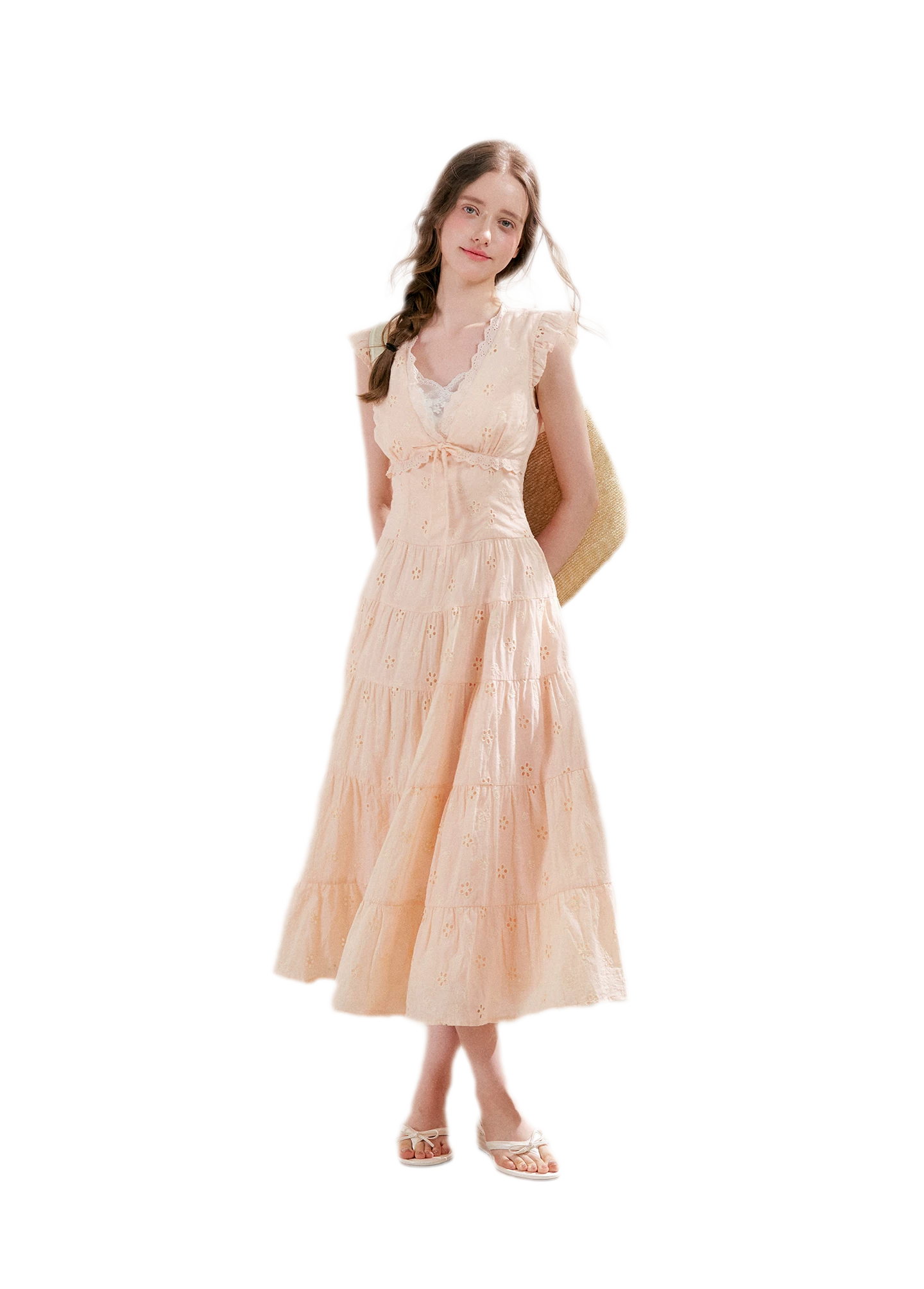 Embroidered Eyelet Tiered Dress