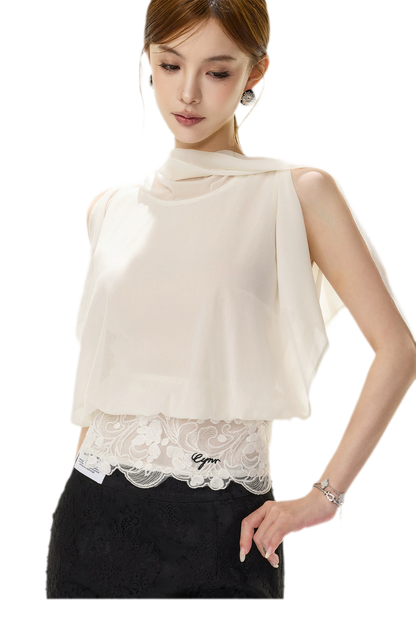 Off-Shoulder Chiffon Blouse