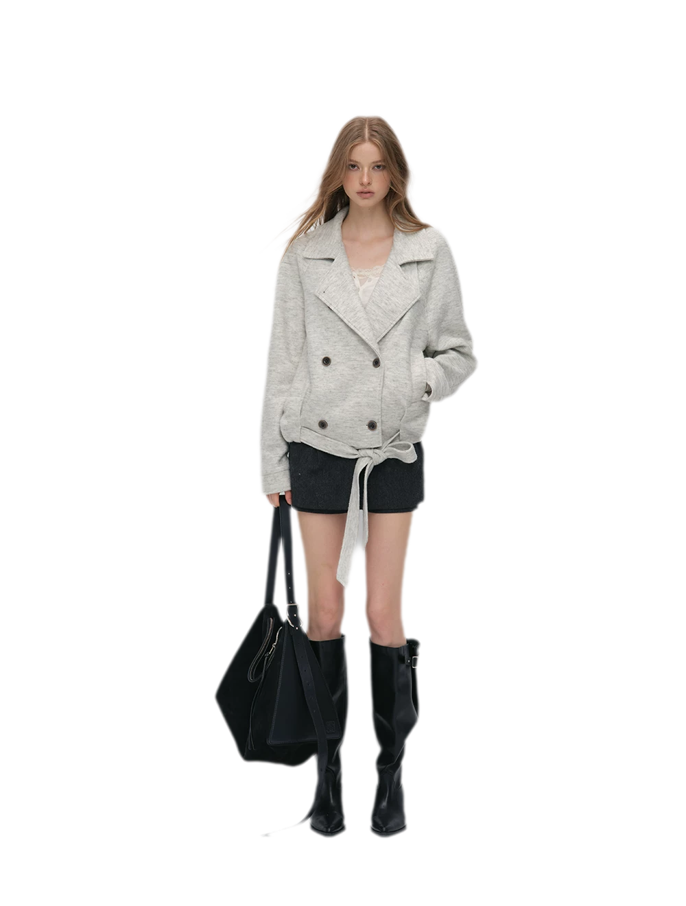 Brushed Wool Blend Short Coat