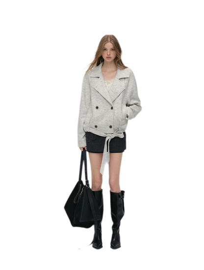 Brushed Wool Blend Short Coat
