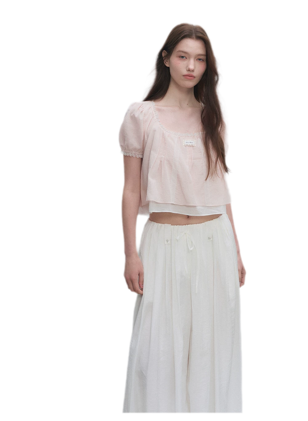 Cotton Lace Trim Cropped Top