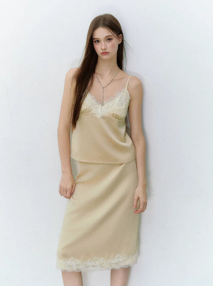 Southern France Polka Dot Lace Camisole &amp; Skirt