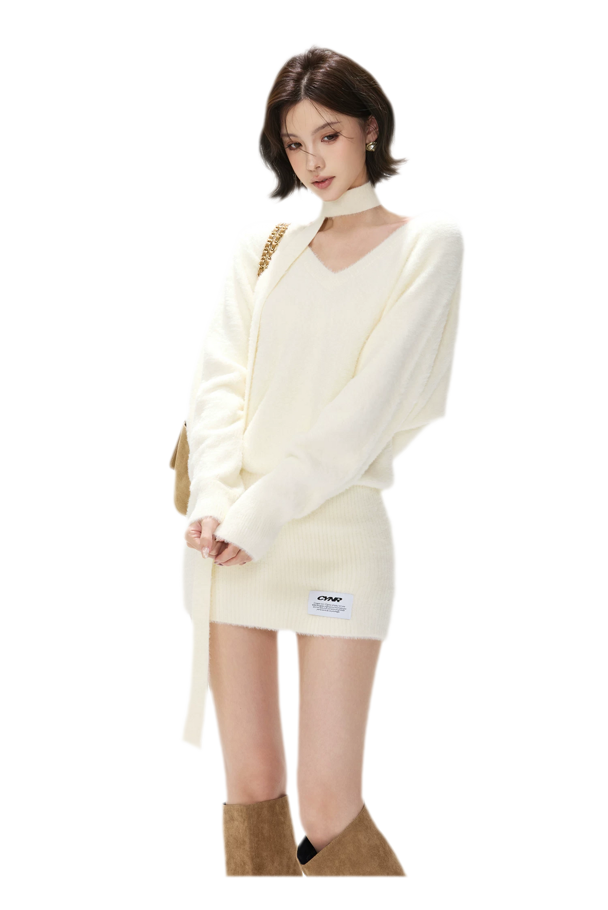 Plush V-Neck Convertible Sweater — Load image 9 in gallery view