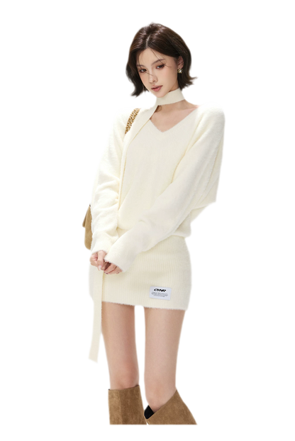 Plush V-Neck Convertible Sweater
