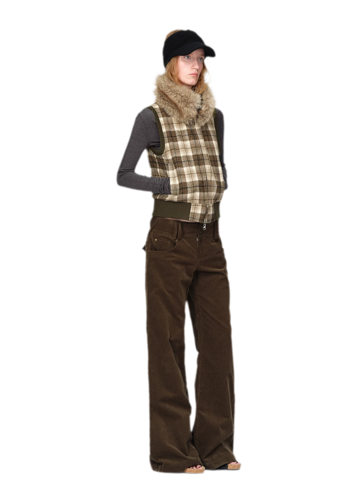 Washed Corduroy Wide-Leg Trousers