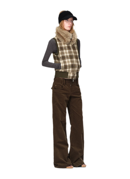 Washed Corduroy Wide-Leg Trousers