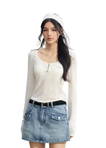 Ice Silk Hollow Knit Top