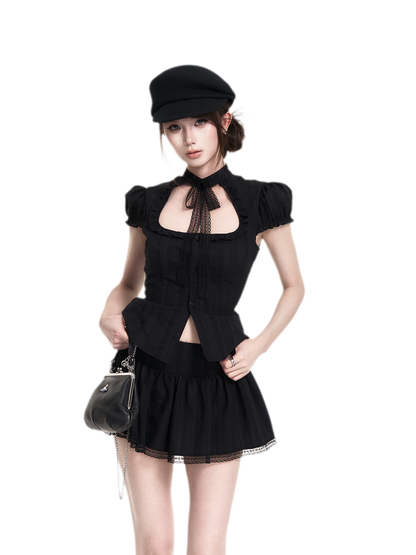 Lace Puff Sleeve Set