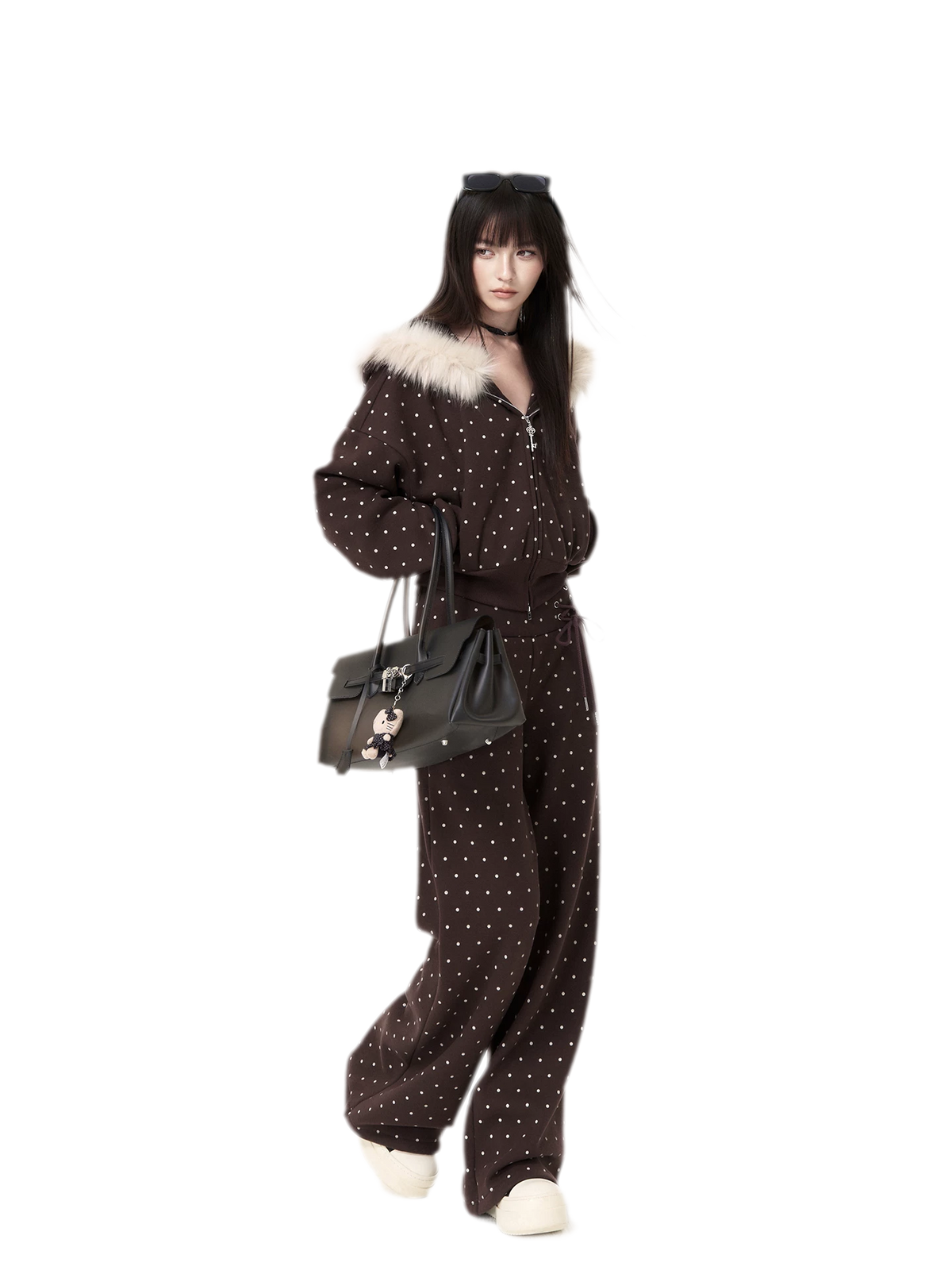 Brushed Polka-Dot Coordinated Set