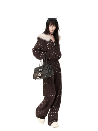 Brushed Polka-Dot Coordinated Set