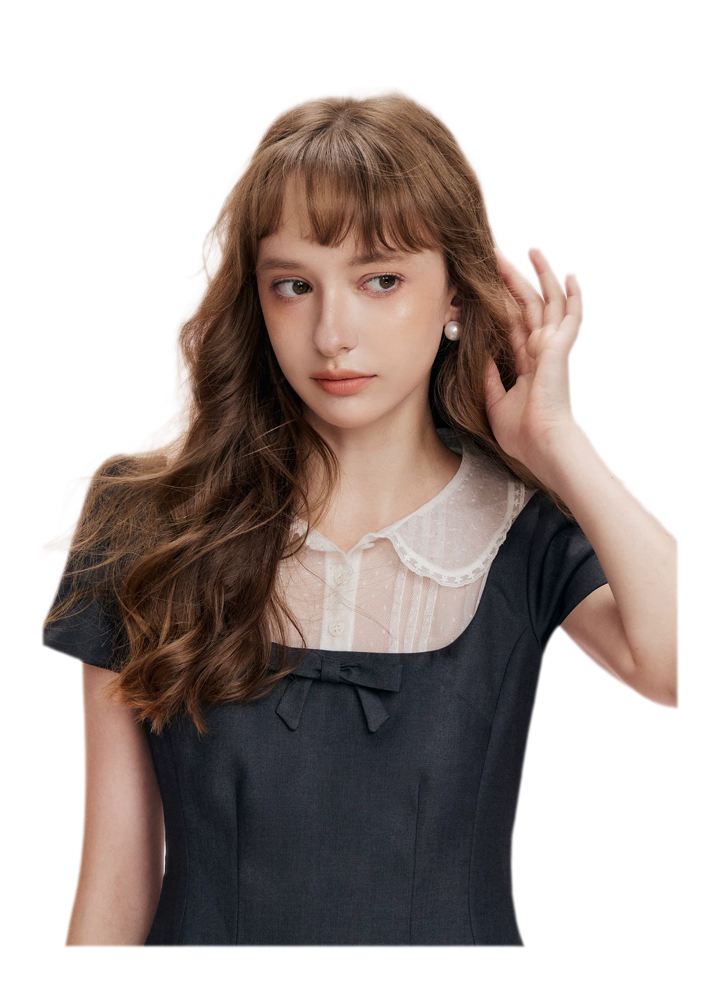 Mesh Panel Bow Waist Dress