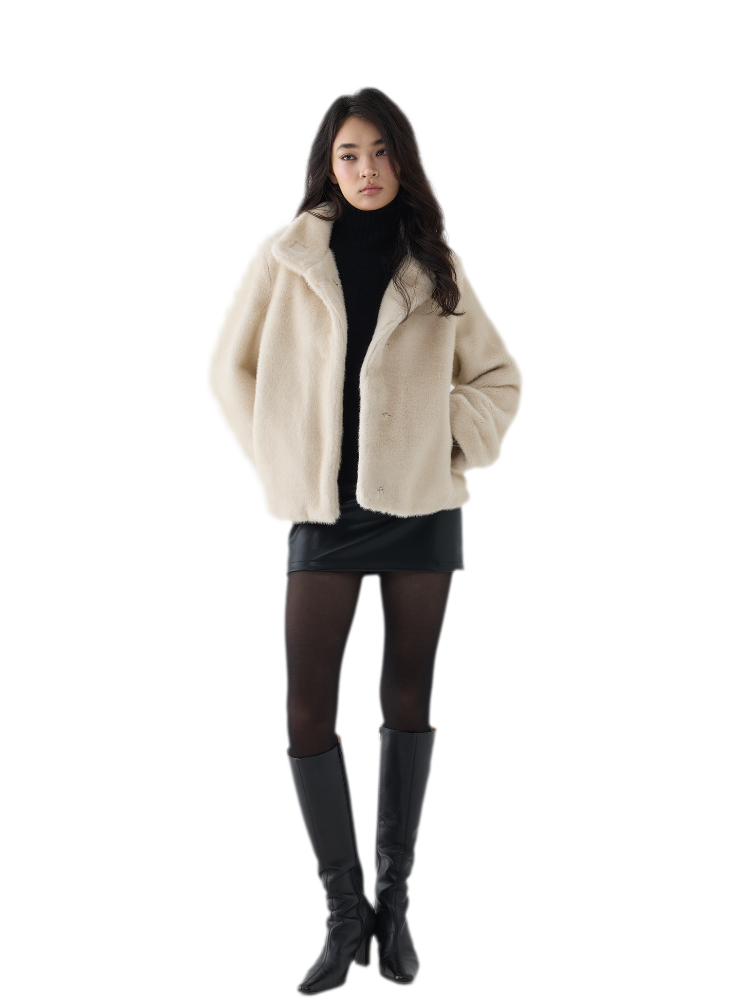 Eco-Friendly Cropped Faux Fur Jacket