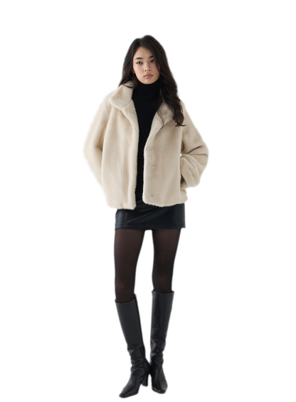 Eco-Friendly Cropped Faux Fur Jacket
