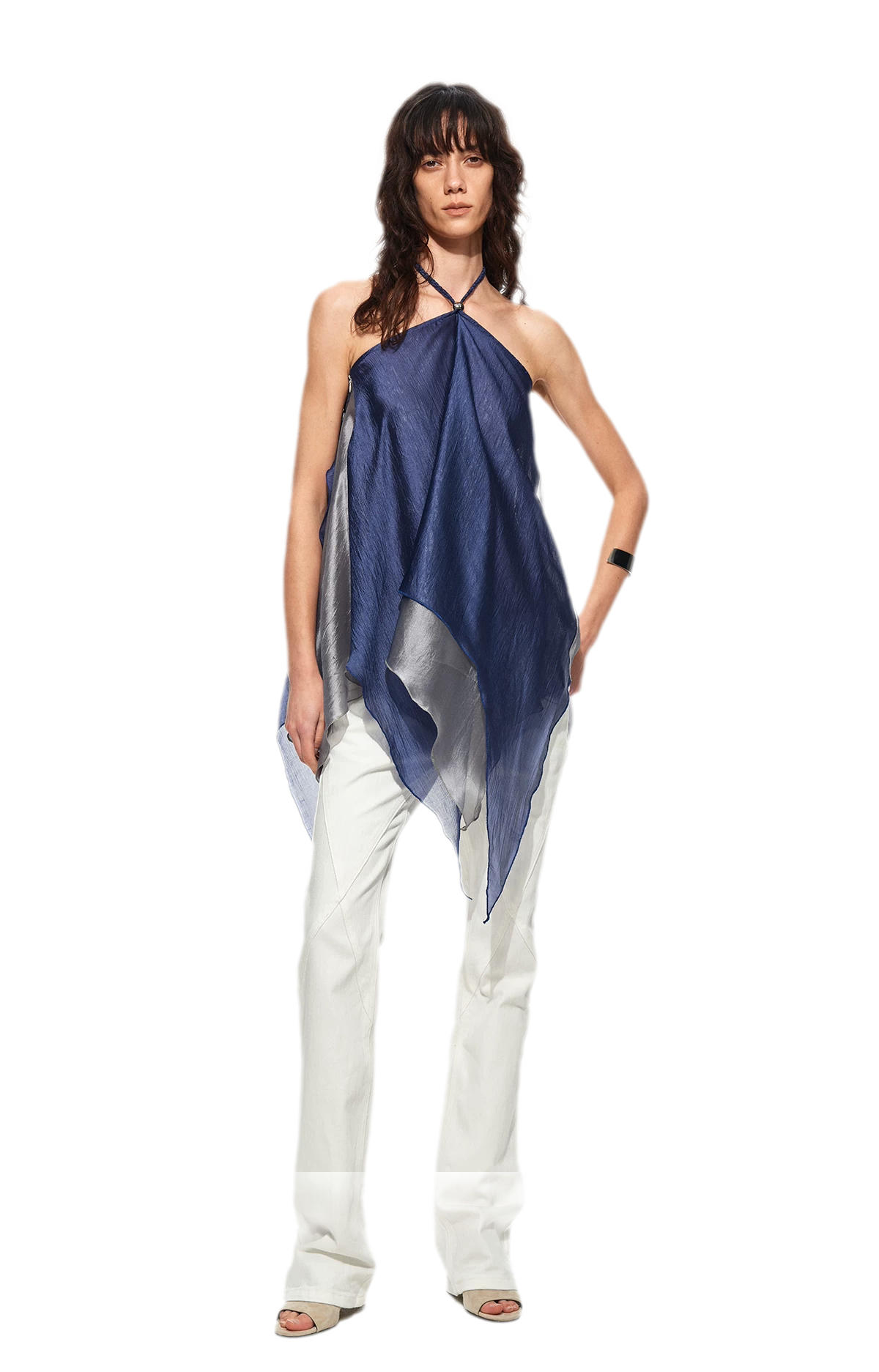 Handwoven Contrast Hem Bandeau Top