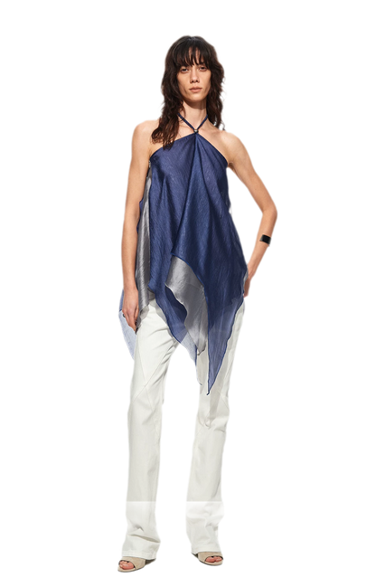 Handwoven Contrast Hem Bandeau Top