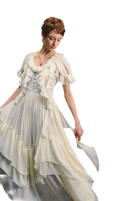 Ruffled Lace Chiffon Dress